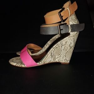 Worthington Snakeskin Print Heel with double ankle straps